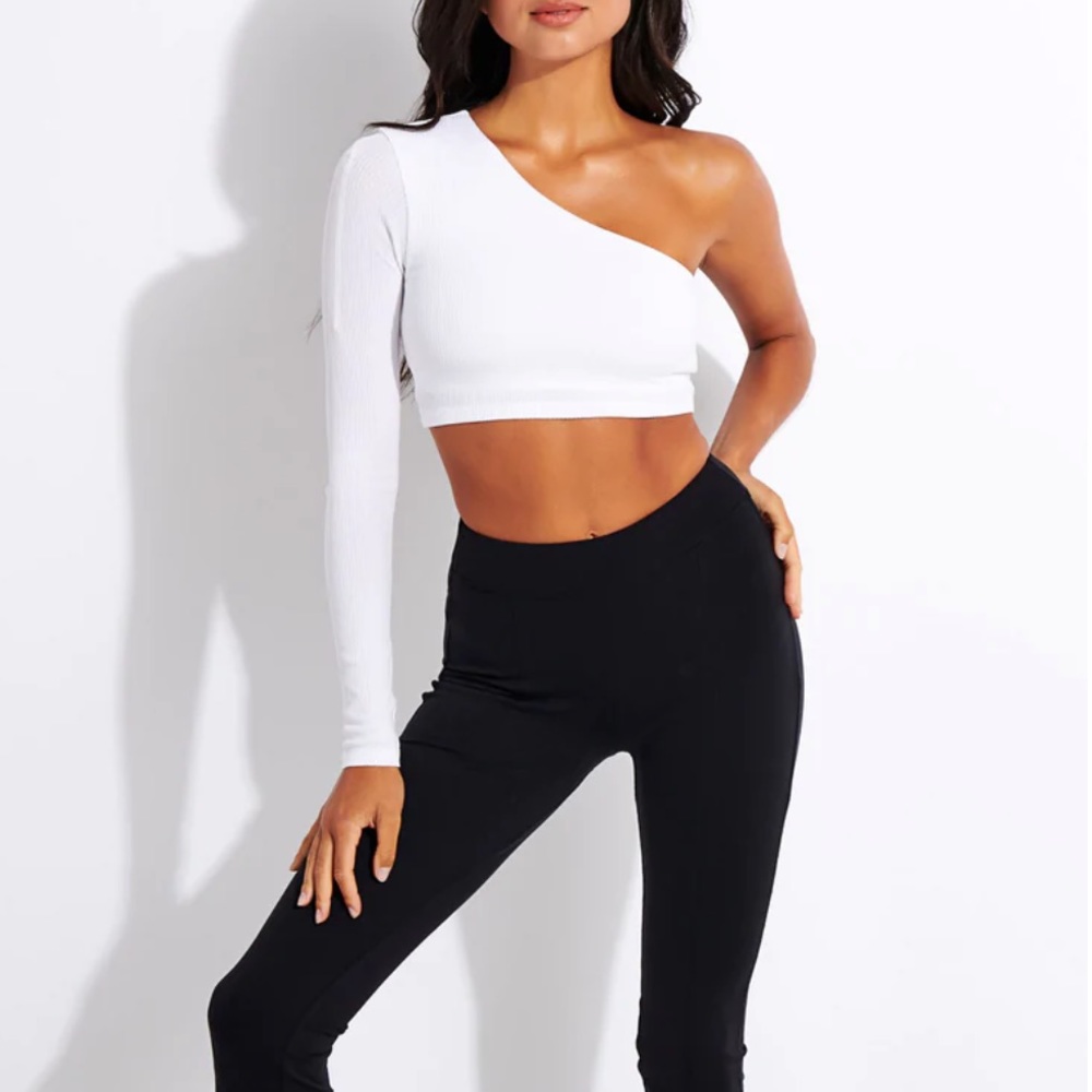 ALO Ribbed Wave Crop Long Sleeve - White, Size Small, Sold Out